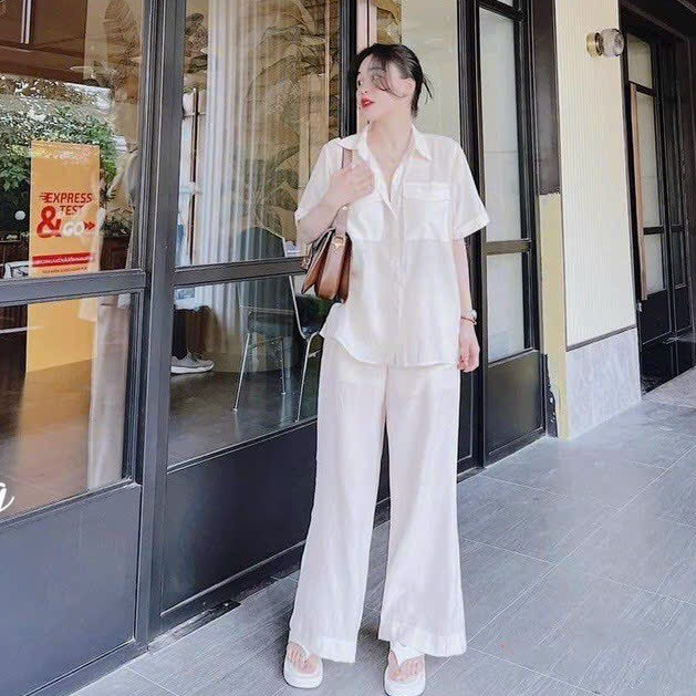 Sét Áo Sơ Mi Cánh Tiên Quần Ống Suông Lưng Kiểu Mới Nhất SB1040 Diện Đi Làm Đi Chơi Cun Fashion