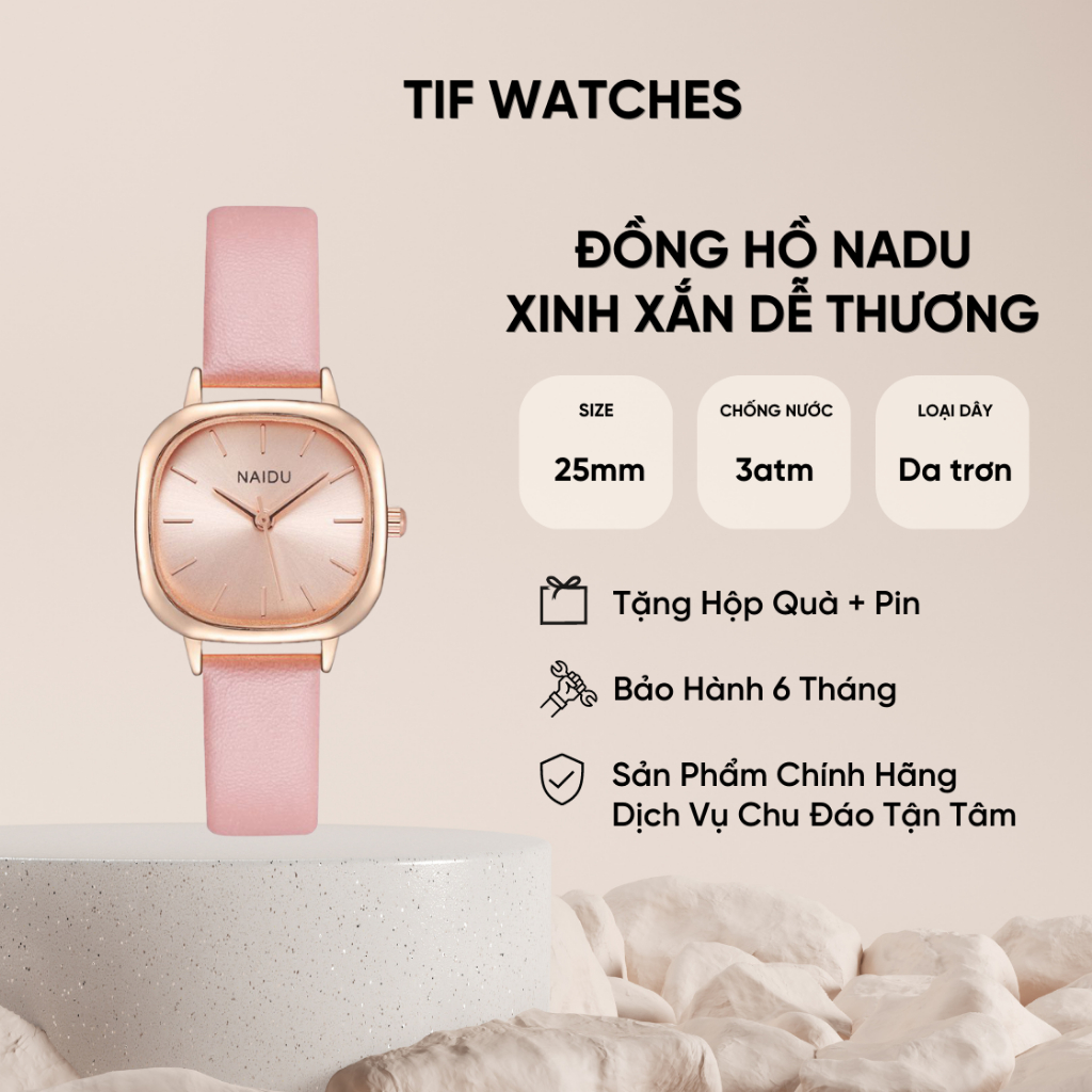 Đồng Hồ Dây Da Nữ NADU Classic Tif Watches Đeo Tay Thon Gọn Tiểu Thư Dễ Thương