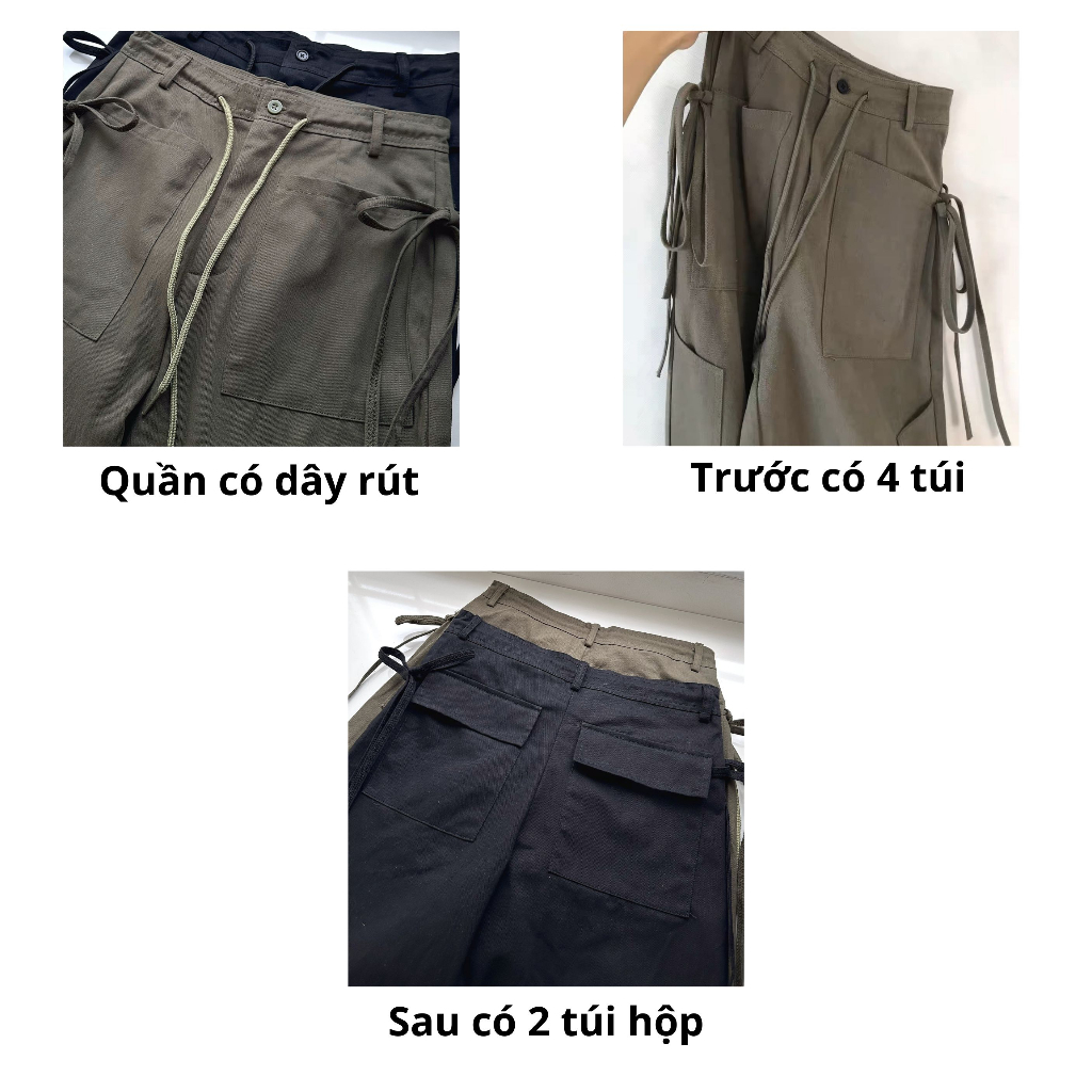 Quần kaki dài phối dây rút túi hộp form rộng nhiều màu unisex nam nữ_SSSTore | BigBuy360 - bigbuy360.vn