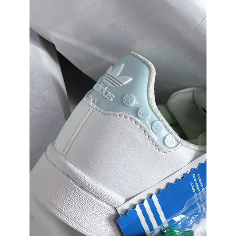 Giày sneaker superstar 2023 trắng mũi xanh pastel
