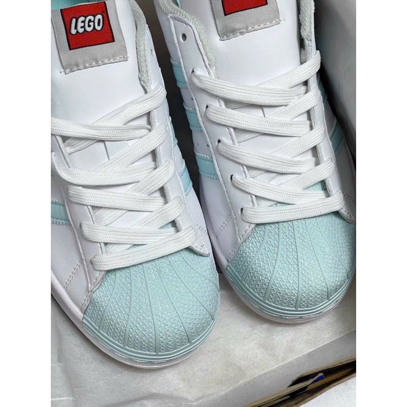 Giày sneaker superstar 2023 trắng mũi xanh pastel