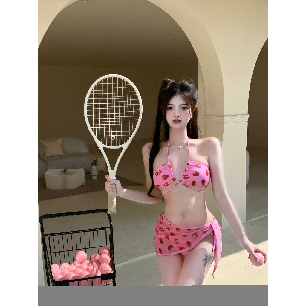 BI01 BIKINI 2 mảnh dâu tây hot trend 2023, tặng khăn quấn
