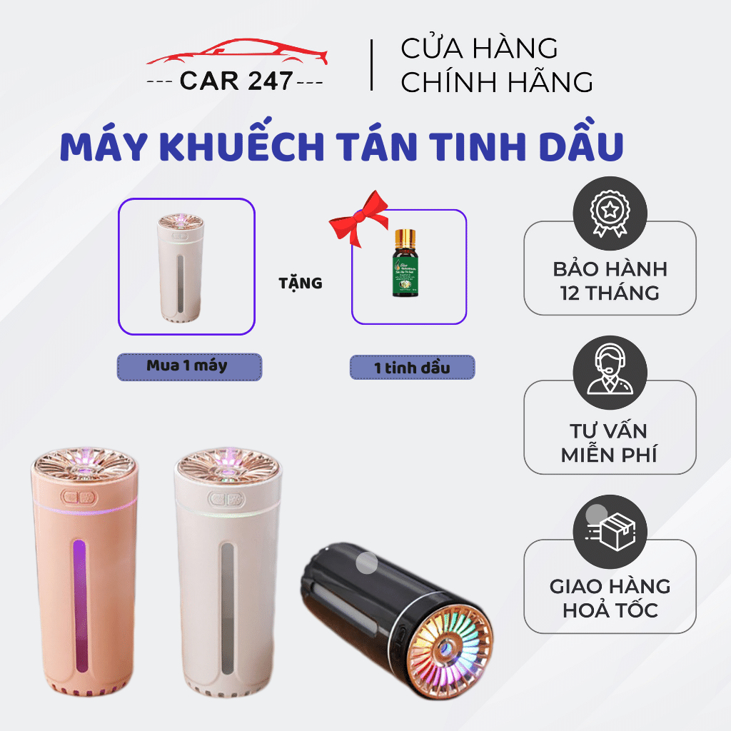 Máy khuếch tán tinh dầu xe hơi Sạc Pin phun sương khử mùi | máy xông tinh dầu ô tô, bàn làm việc