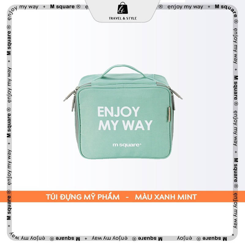 Túi đựng mỹ phẩm du lịch cỡ lớn dáng hộp cao cấp Enjoy my way Msquare®️Chính hãng giá tốt