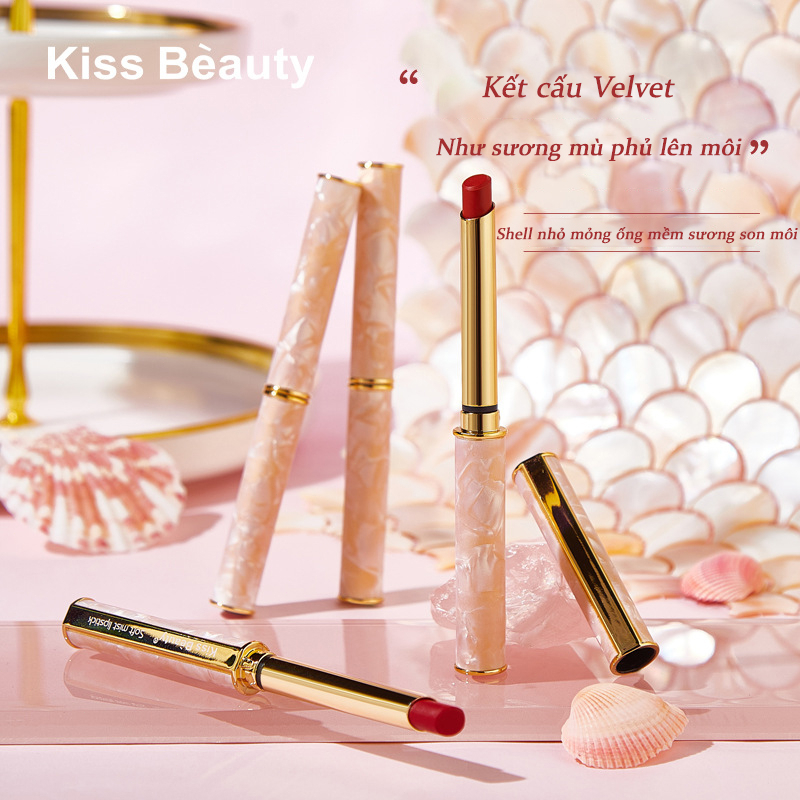 【kissbeauty】môi son môi Son Bóng Lâu Dài Nhung Tráng Men Matte Vẻ Đẹp Lỏng Son Môi Matte Lip Bùn Son Môi