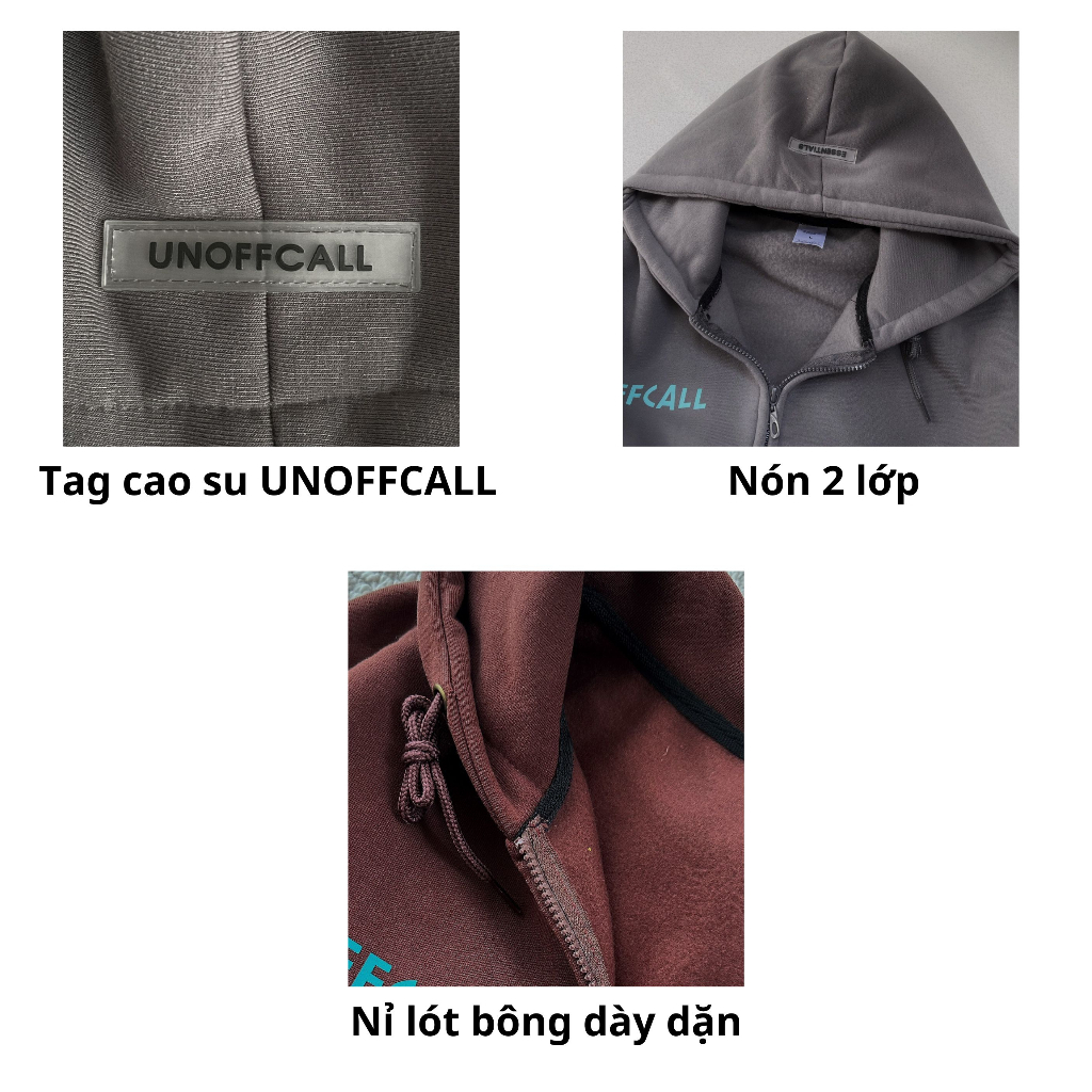 Áo khoác hoodie zip UNOFF nỉ bông dày dặn có tag nón nhiều màu form rộng unisex nam nữ_SSSTore