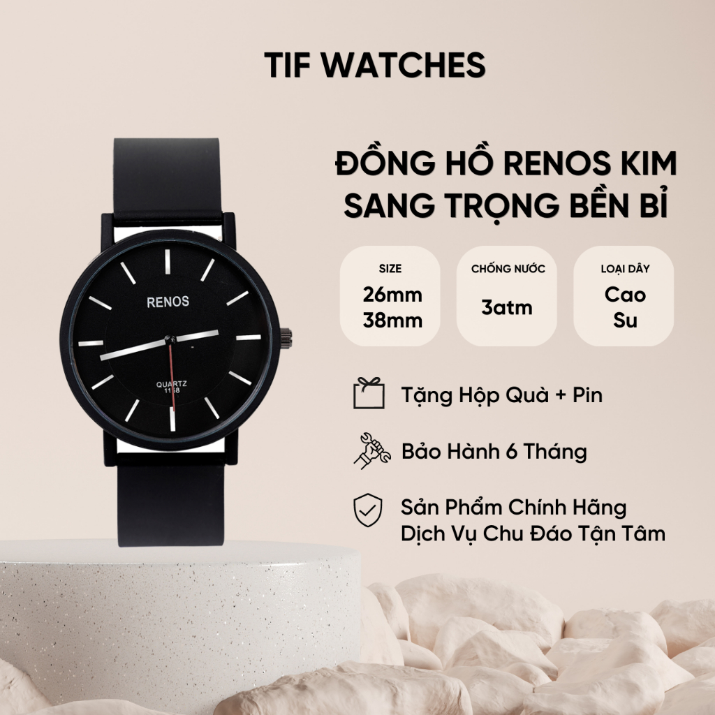 Đồng Hồ Nam Nữ Cặp Đôi RENOS KIM Tif Watches Chống Nước Hợp Tặng Quà Người Yêu