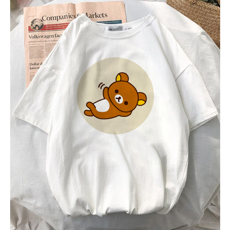 Áo Thun In Hình Gấu Rilakkuma Dễ Thương Unisex Nam Nữ