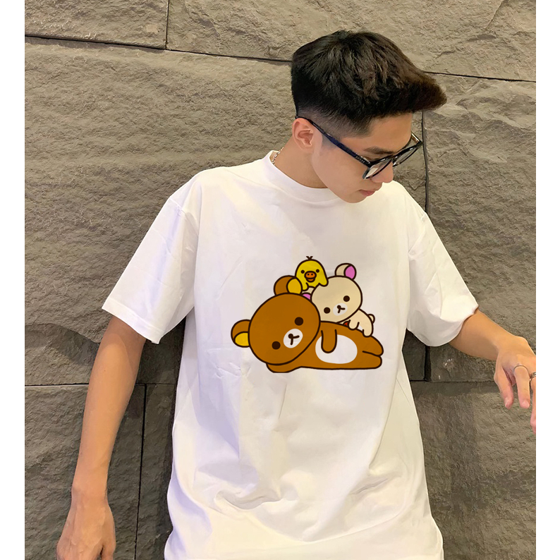 Áo Thun In Hình Gấu Rilakkuma Dễ Thương Unisex Nam Nữ