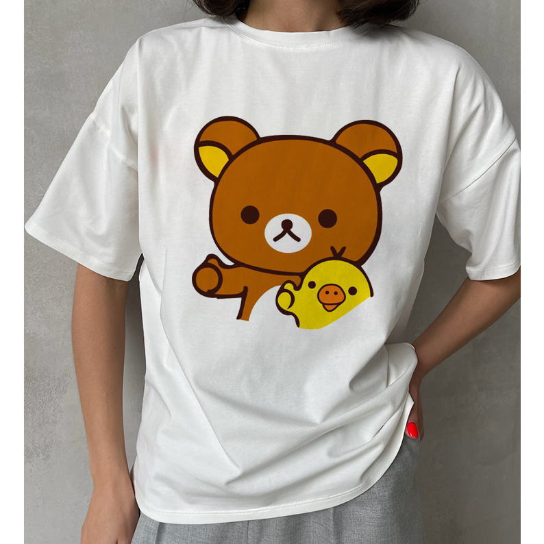 Áo Thun In Hình Gấu Rilakkuma Dễ Thương Unisex Nam Nữ