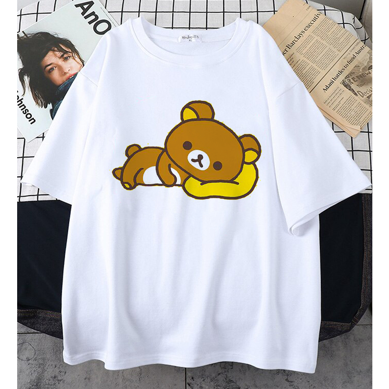 Áo Thun In Hình Gấu Rilakkuma Dễ Thương Unisex Nam Nữ
