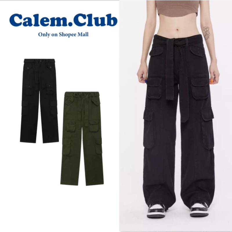 Quần dài Túi Hộp Kaki Calem.Club - Quần dài nam nữ ống rộng cạp cao brand CALEM.CLUB chính hãng