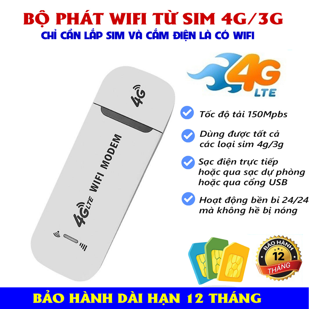 Cục phát wifi từ sim 4G, USB MODEM, USB wifi lắp sim 4G tiện lợi khi lắp trên ô tô, PC hay dùng trong gia đình | BigBuy360 - bigbuy360.vn