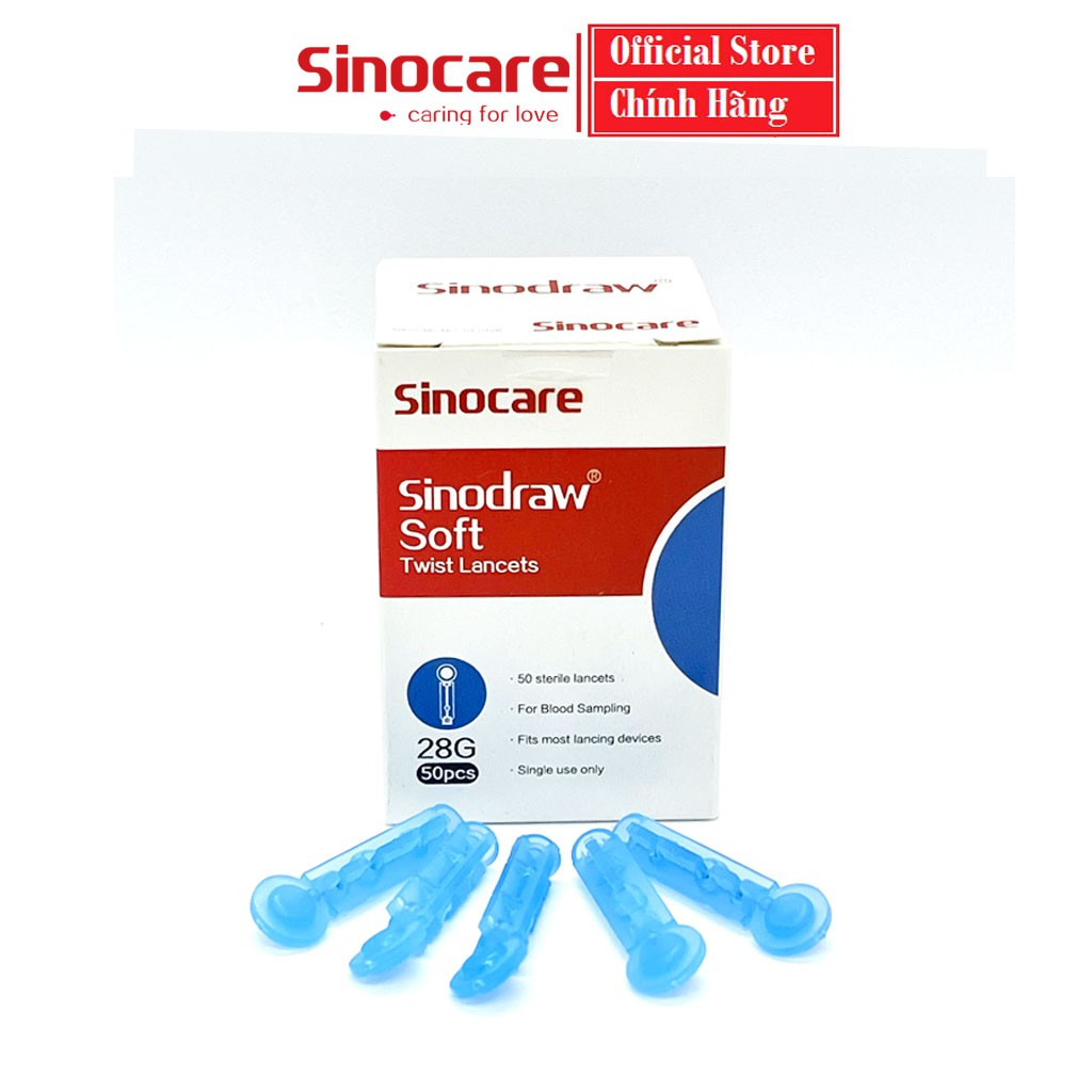 Kim chích lấy máu 4 cạnh đầu tròn dùng cho máy thử đường huyết Sinocare (hộp 50 kim)
