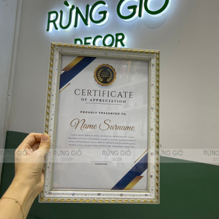 Khung bằng khen A4 TRẮNG SAO khung vinh danh, chứng nhận, khen thưởng