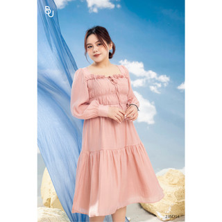Đầm dài nhún chun thân trên bèo ngực BIGSIZE (55kg đến 95kg) - 23SD14 - [BUstu Bigsize]