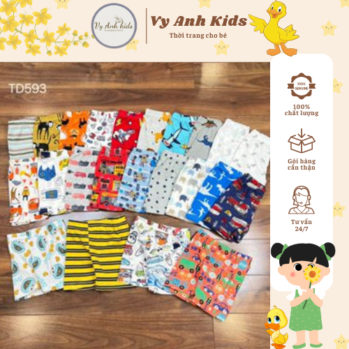 Set 10 quần đùi cho bé trai bé gái chất bozip thun lạnh mềm mịn, Quần chục cho bé size 0-4 tuổi giao mẫu ngẫu nhiên
