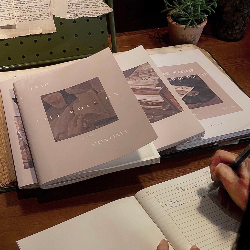 Tập vở học sinh B5 bìa phong cách Academia 80gsm ruột kẻ ngang-ô vuông