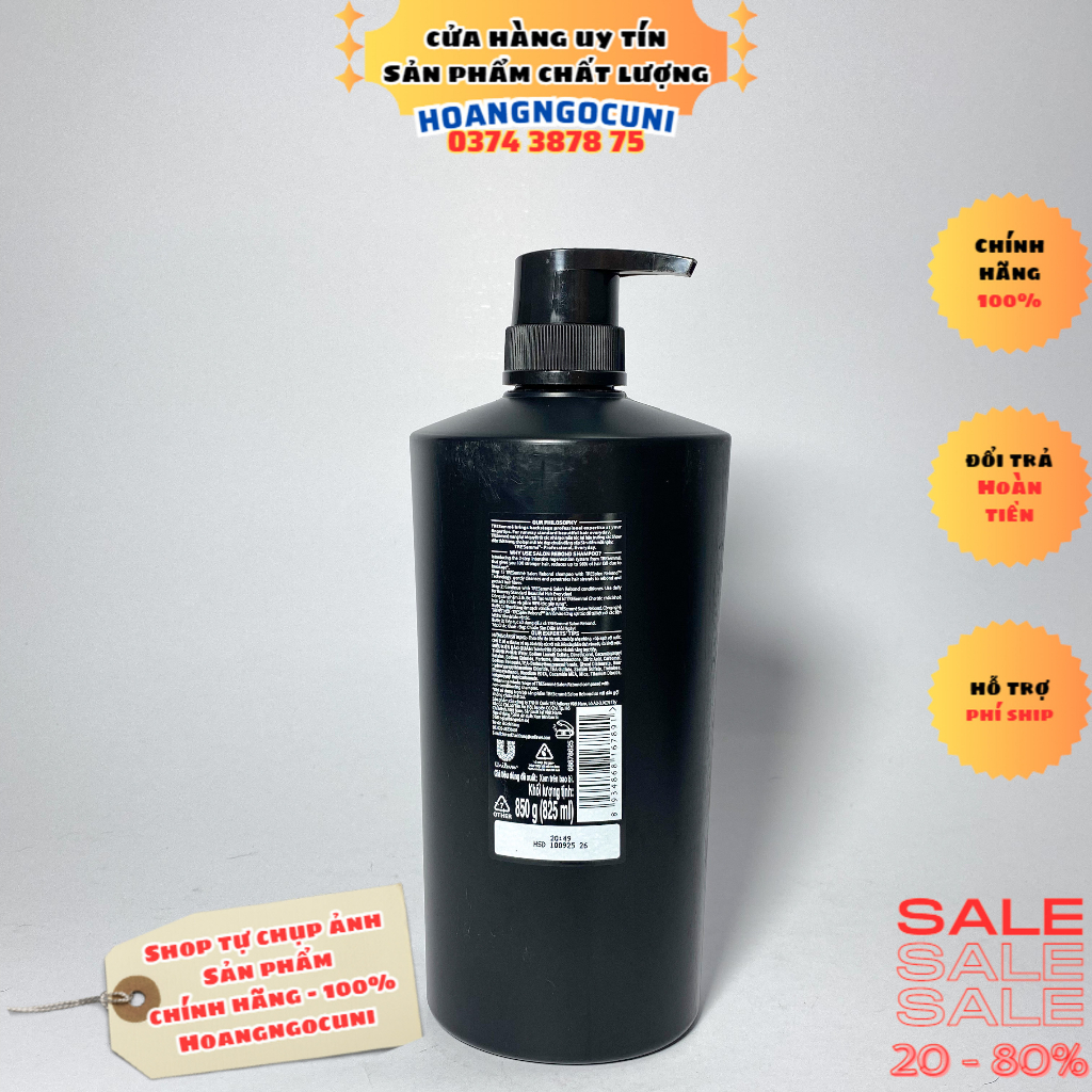Dầu gội đầu, dầu xả Tresemmé Rebond & Keratin Smooth chai vòi 850g chính hãng chuẩn Salon