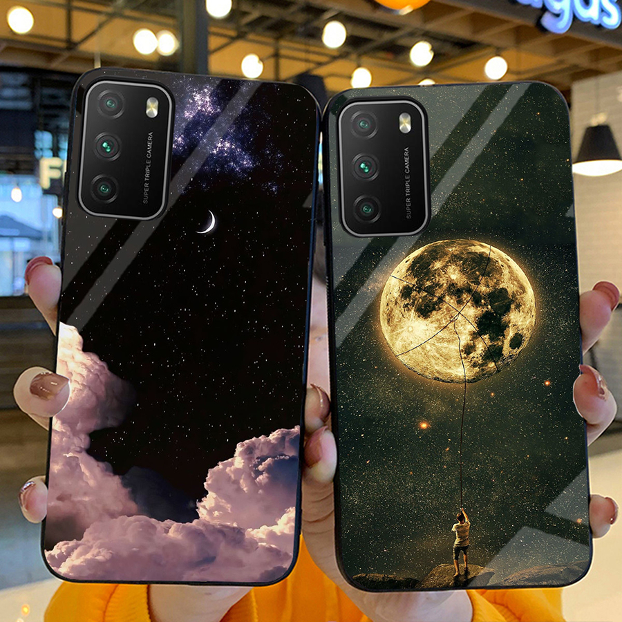 Ốp Lưng XIAOMI POCO M3 Mặt kính sáng bóng, Họa tiết mây trời