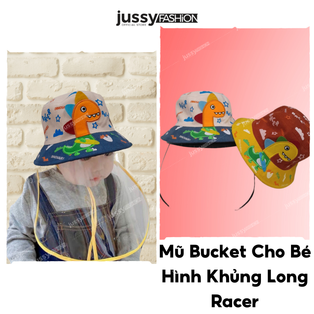 Mũ Chống Giọt Bắn Hình Khủng Long Racer Cho Bé Từ 2-5 Tuổi Jussy Official CHỈ CÓ 1 SIZE VÒNG ĐẦU 48-50CM