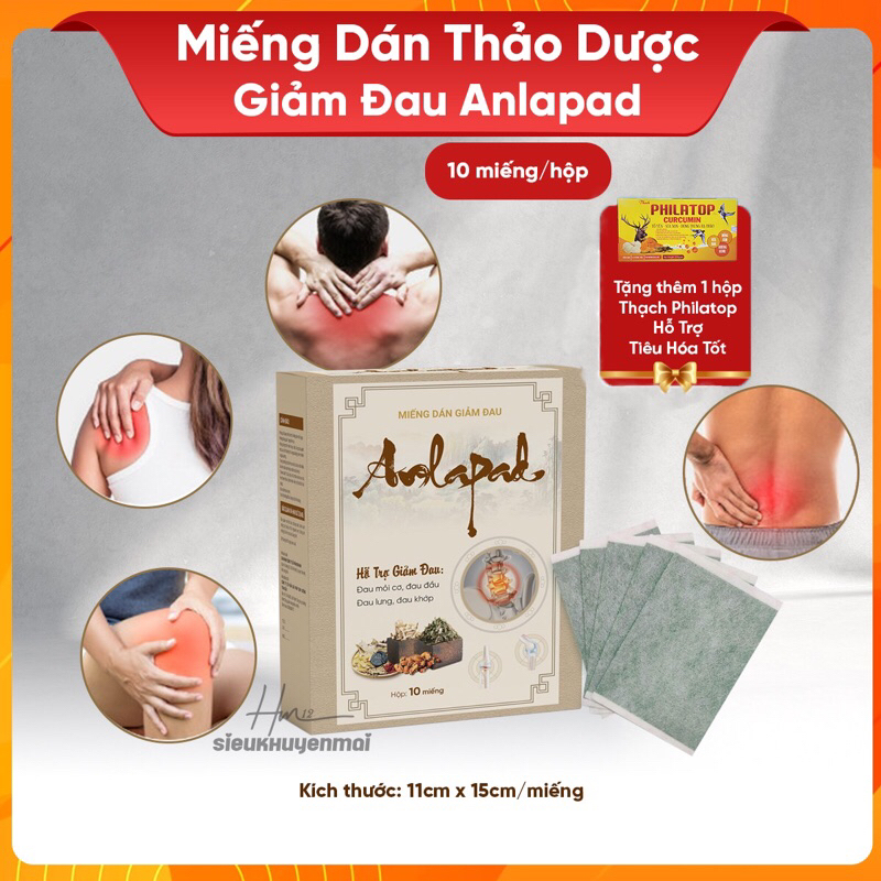 Miếng Cao Dán Massage Đau Mỏi Cơ Cổ Vai Gáy, Đau Lưng, Đau Đầu, Đau Khớp Anlapad, Dán Nóng Thảo Dược Khớp Bellrings