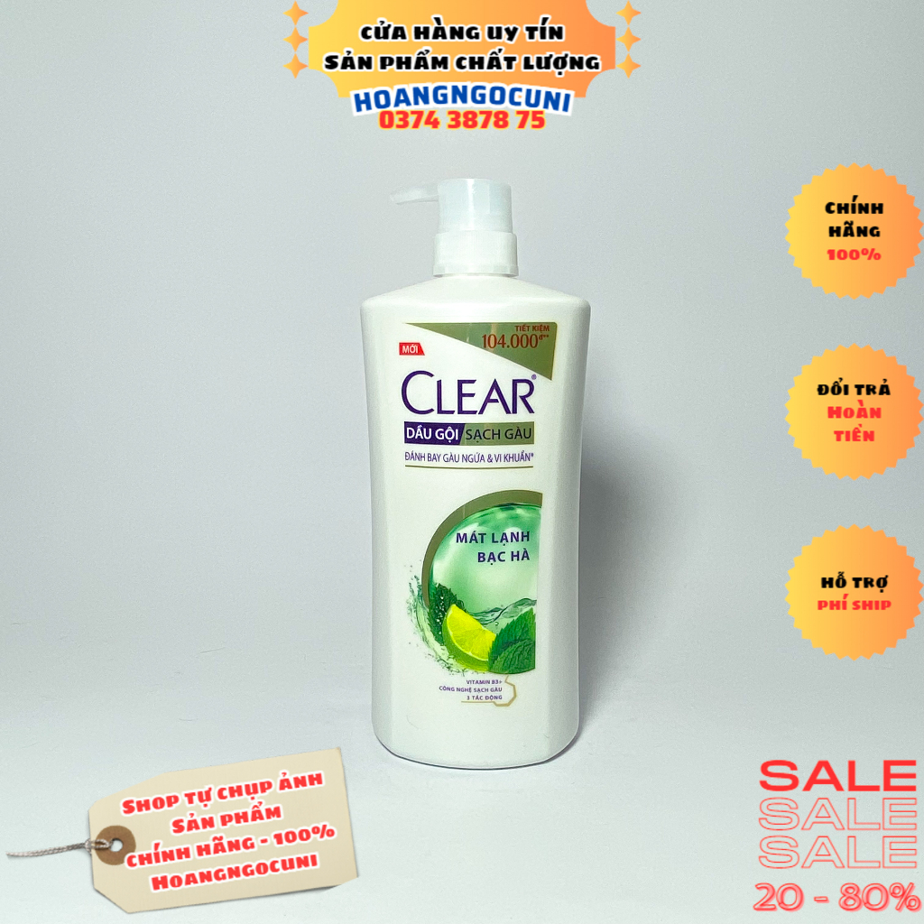 Dầu gội Clear mát lạnh bạc hà chai 880g dung tích vừa siêu tiết kiệm giá rẻ và chính hãng