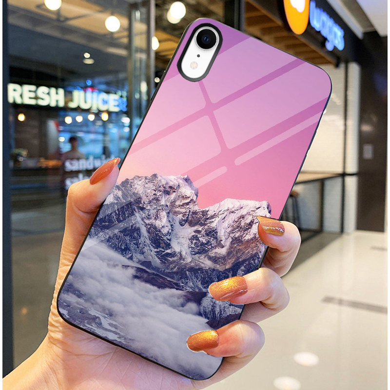 Ốp Lưng IPHONE XR Mặt kính sáng bóng, Họa tiết mây trời