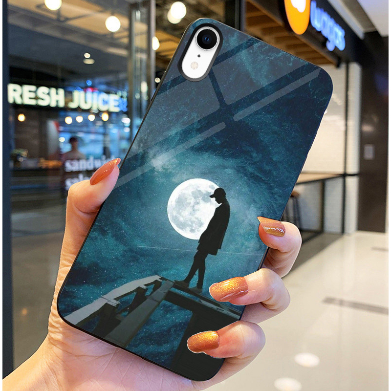 Ốp Lưng IPHONE XR Mặt kính sáng bóng, Họa tiết mây trời