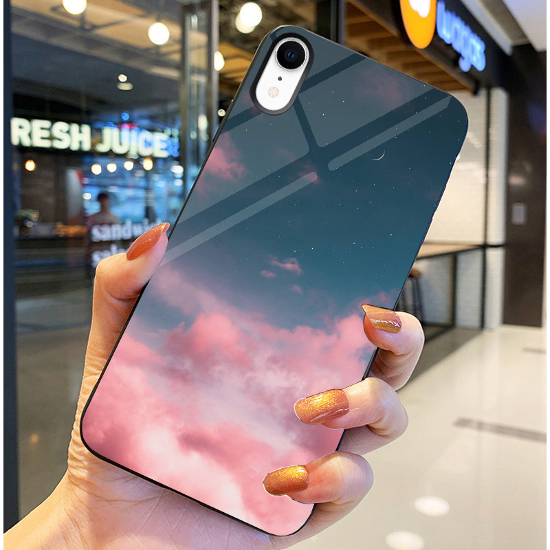 Ốp Lưng IPHONE XR Mặt kính sáng bóng, Họa tiết mây trời