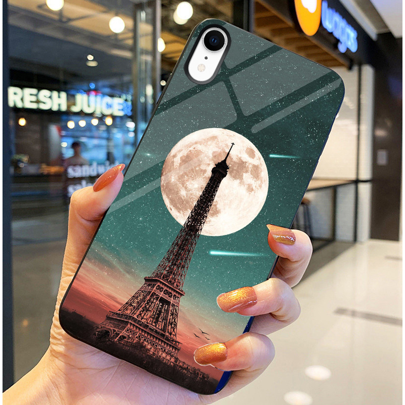 Ốp Lưng IPHONE XR Mặt kính sáng bóng, Họa tiết mây trời