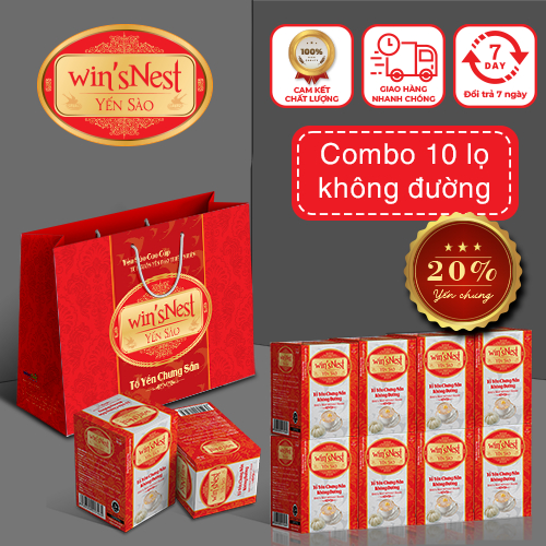 Combo 10 Lọ Yến Sào cao cấp win'snest Tổ Yến Chưng Sẵn Không Đường 20% (70 ml/ lọ)