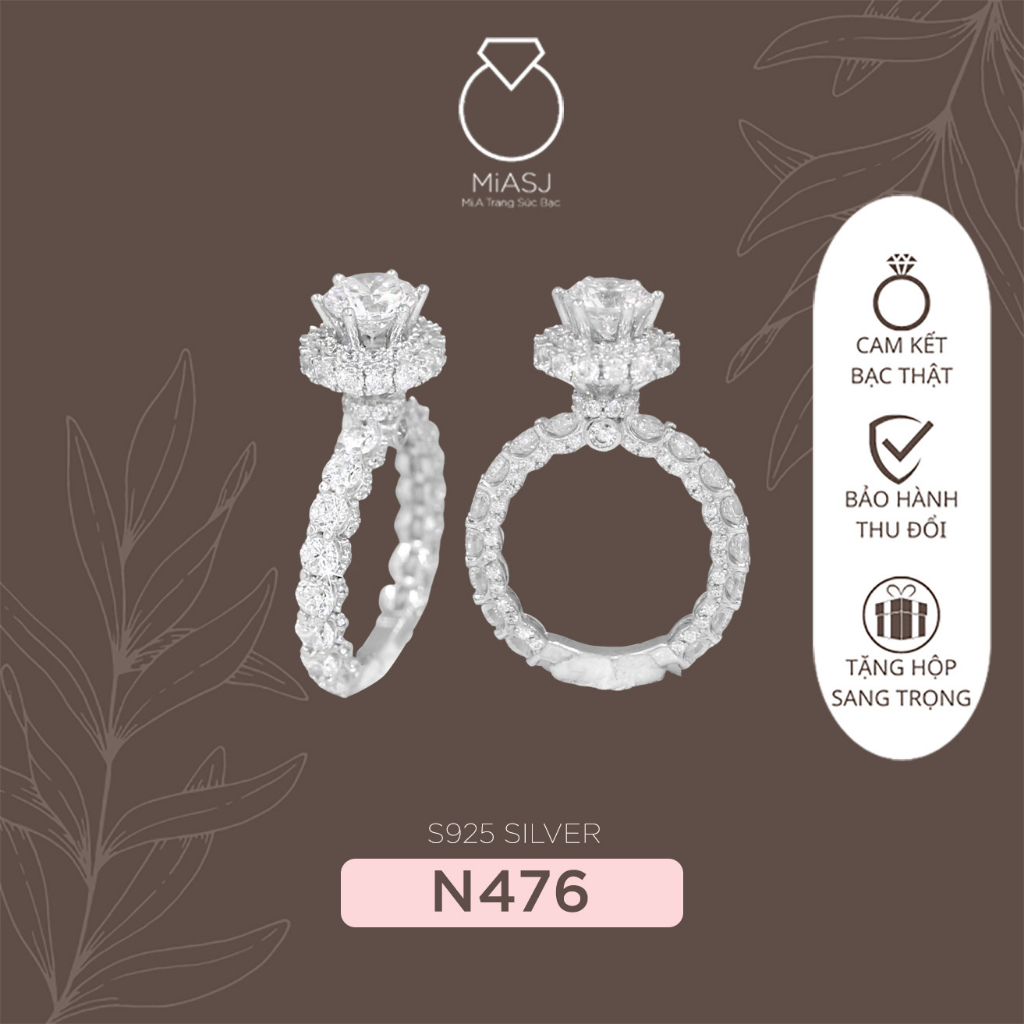 Nhẫn nữ xoàng Bạc Ý S925 cao cấp miễn phí xi Kim N476| Mi.A Trang sức bạc