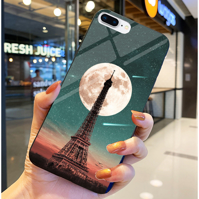 Ốp Lưng IPHONE 6,6S,6 PLUS,6S PLUS,7,8,7 PLUS,8 PLUS Mặt kính sáng bóng, Họa tiết mây trời