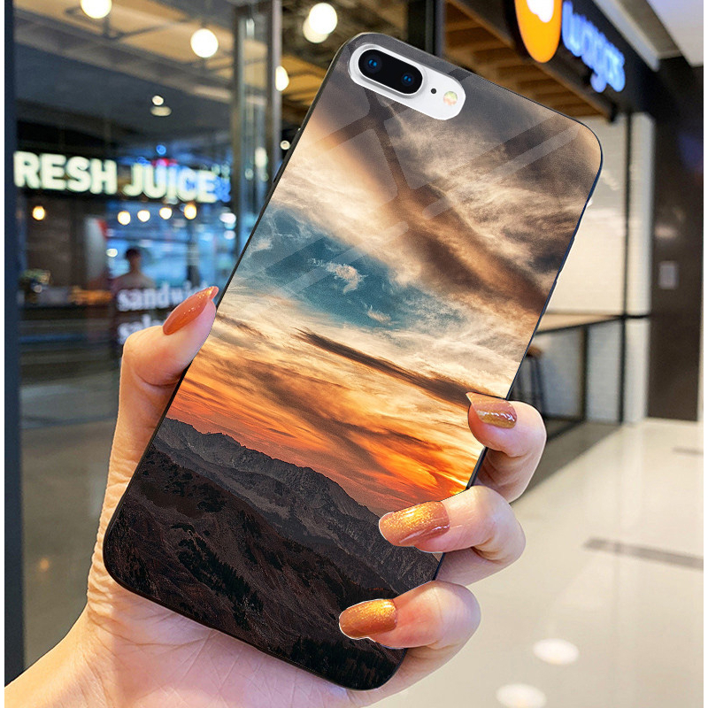Ốp Lưng IPHONE 6,6S,6 PLUS,6S PLUS,7,8,7 PLUS,8 PLUS Mặt kính sáng bóng, Họa tiết mây trời