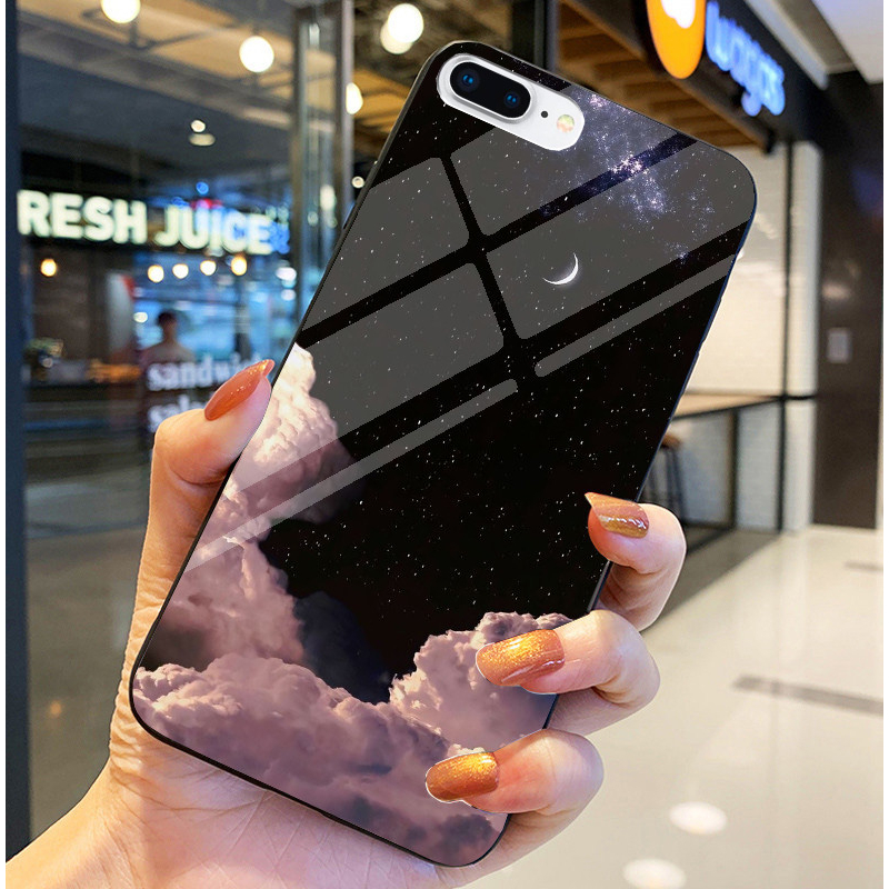 Ốp Lưng IPHONE 6,6S,6 PLUS,6S PLUS,7,8,7 PLUS,8 PLUS Mặt kính sáng bóng, Họa tiết mây trời