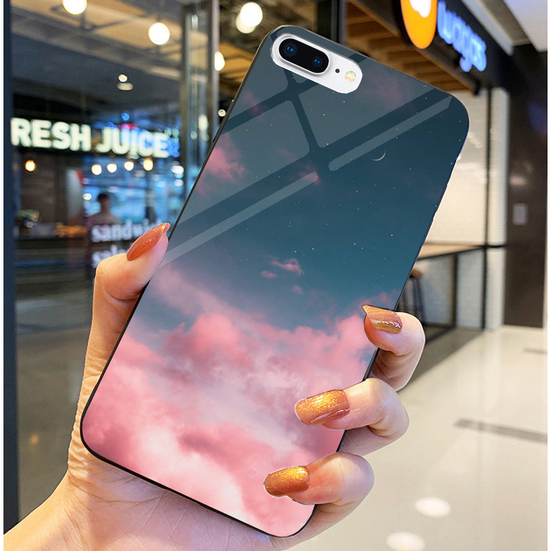 Ốp Lưng IPHONE 6,6S,6 PLUS,6S PLUS,7,8,7 PLUS,8 PLUS Mặt kính sáng bóng, Họa tiết mây trời