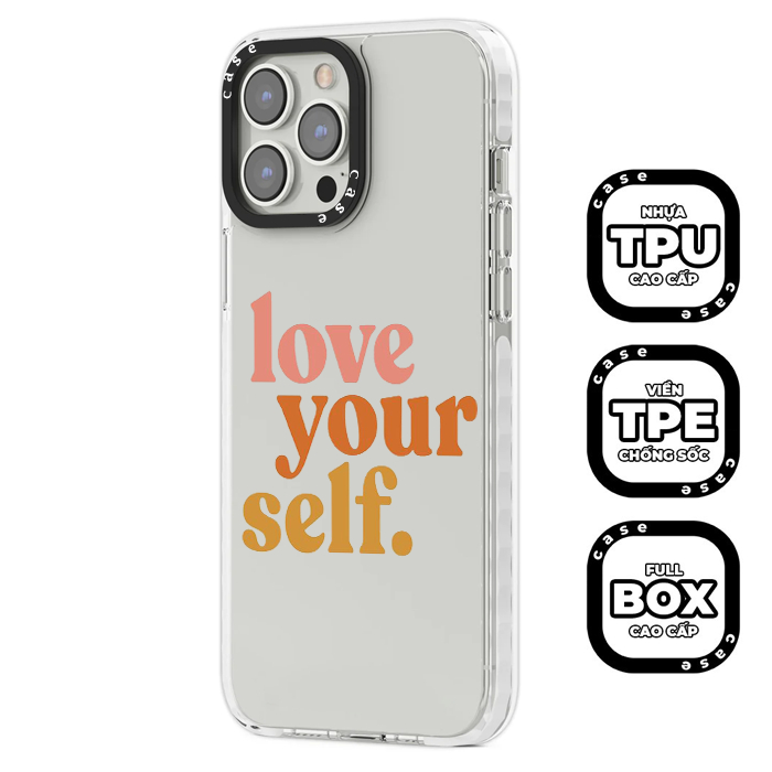 Ốp lưng iPhone chống sốc trong suốt camera viền đen Love Your Self 6/6