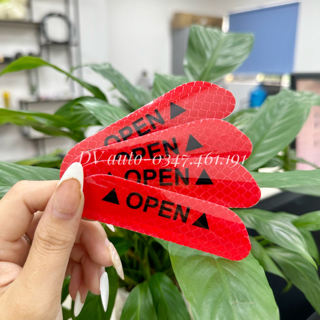 Bộ 4 Miếng Decal Open  Phản Quang mở Cửa xe hơi-Cảnh Báo Va Chạm by DV AUTO
