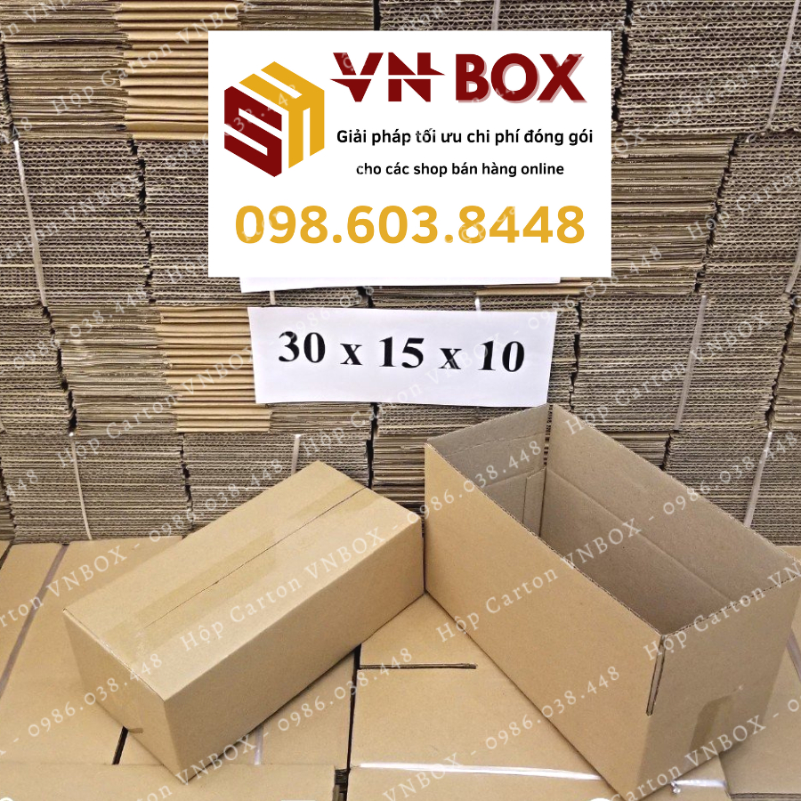 30x15x10 Combo 10 Hộp carton đóng hàng, hộp giấy gói hàng giá xưởng - VN BOX