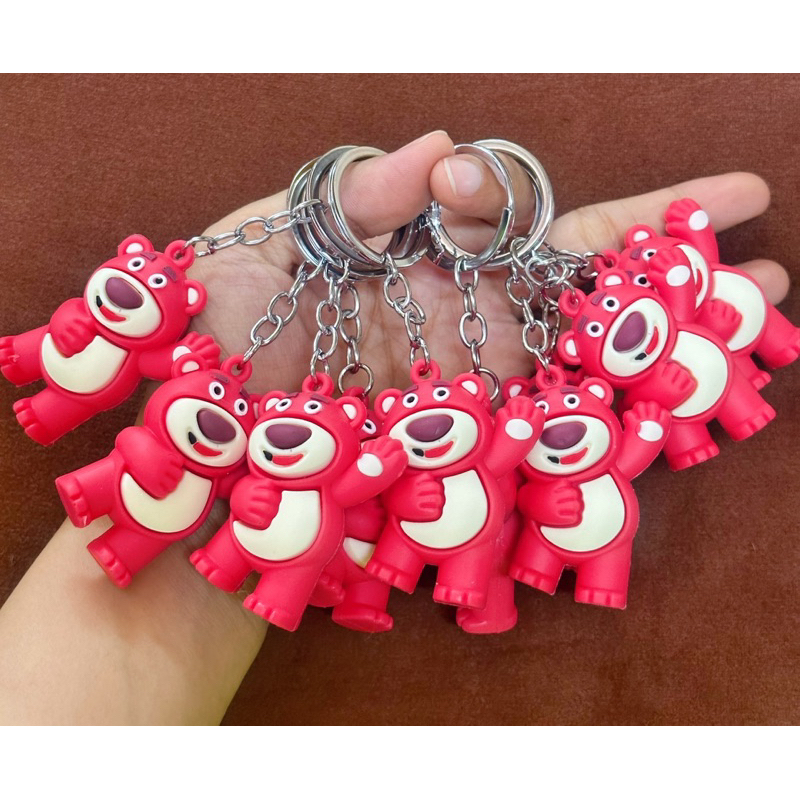 MÓC KHOÁ Nhựa Dẻo Hình GẤU DÂU LOTSO Cute-Treo Cặp-Treo BaLo Xinh Xắn