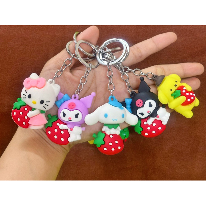 MÓC KHOÁ Nhựa Dẻo Hình GẤU DÂU LOTSO Cute-Treo Cặp-Treo BaLo Xinh Xắn