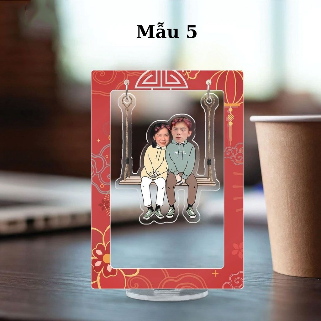 Mô hình standee lắc lư đu đu cặp đôi dễ thương quà tặng mica in theo yêu cầu