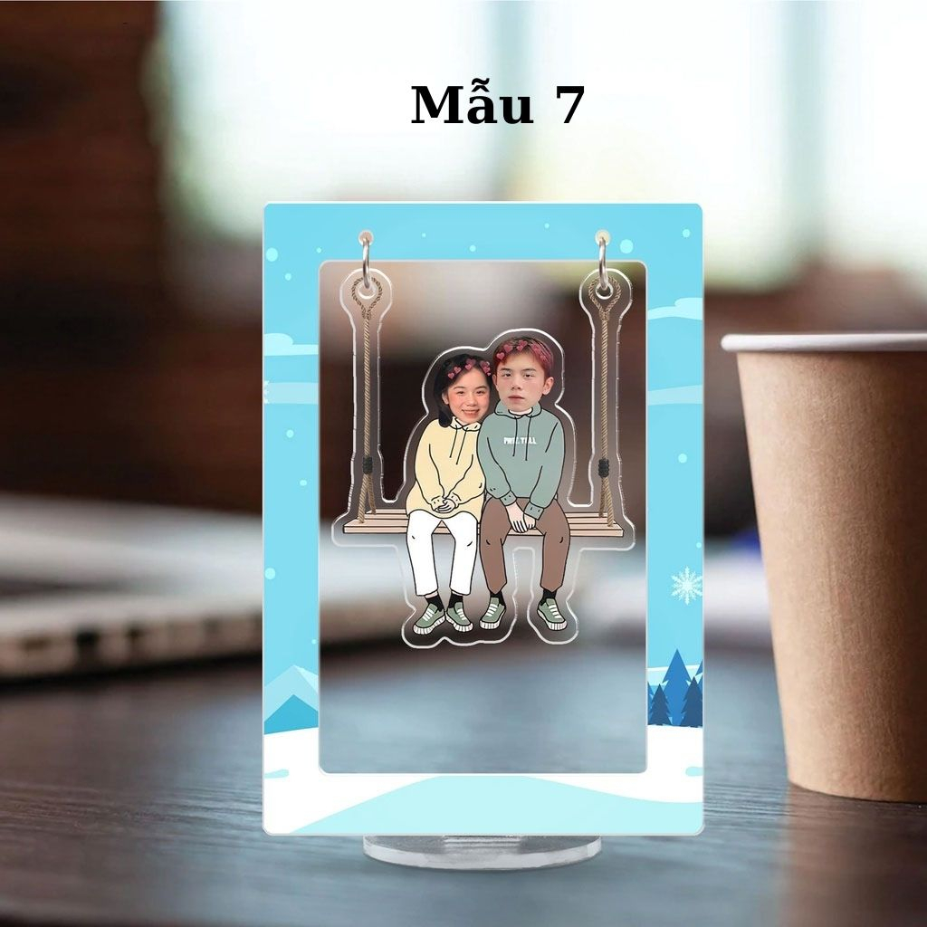 Mô hình standee lắc lư đu đu cặp đôi dễ thương quà tặng mica in theo yêu cầu