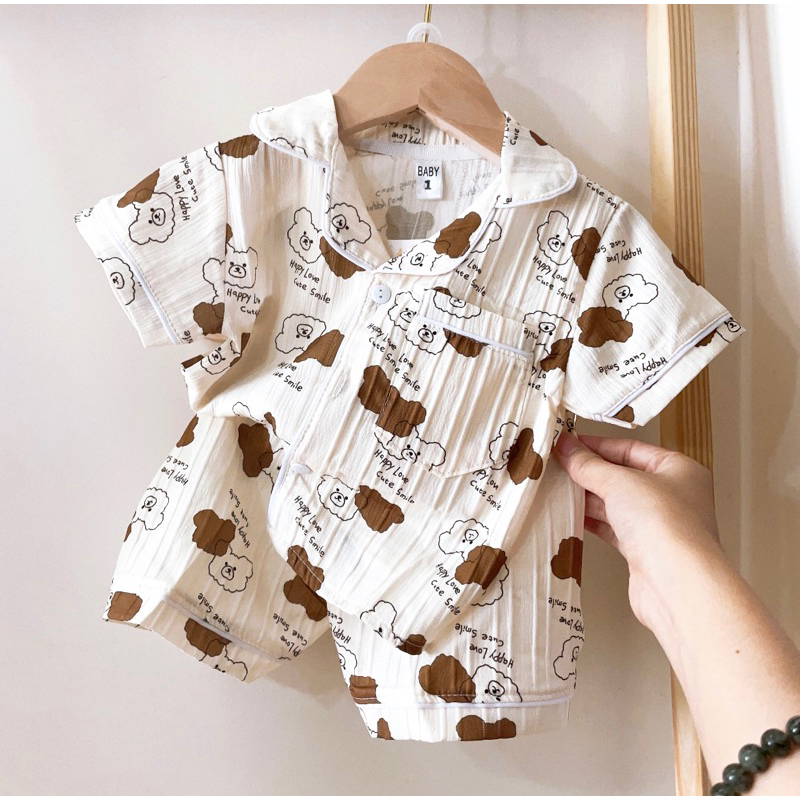 Bộ đồ mặc nhà cộc tay pijama cho bé xô mềm, nhẹ, thoáng