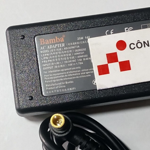 Nguồn Adapter LCD Samsung: 14V - 1.79A - Đầu kim tròn (6.0mm X 4.0mm)