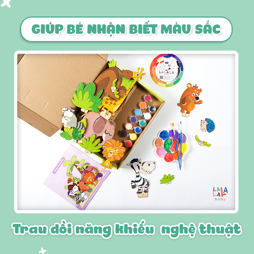 Tô màu cho bé Tranh tô màu gỗ kèm bút màu và truyện kể Lalala baby Paint Play Bé tô bé kể