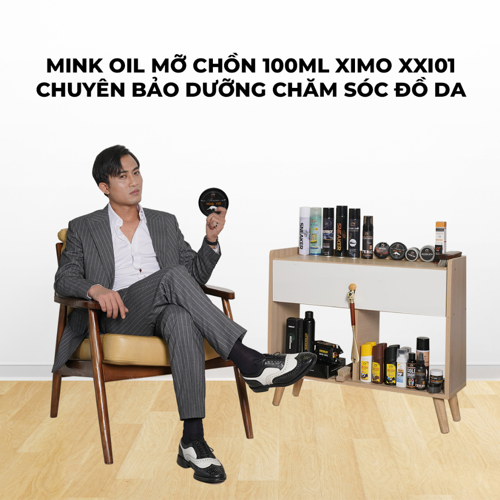 Mink oil mỡ chồn 100ml XIMO chuyên bảo dưỡng chăm sóc đồ da, phục hồi làm mới giày da, túi ví, áo da, ghế sofa XXI01