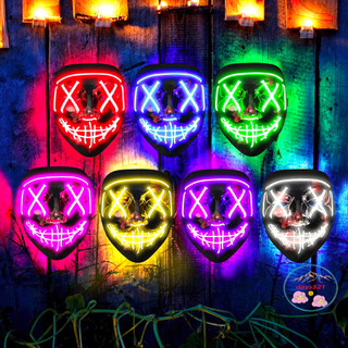 Mặt nạ hacker phát sáng Mặt nạ thanh trừng đèn led anonymous phát sáng 7 màu hoá trang halloween quay video tiktok