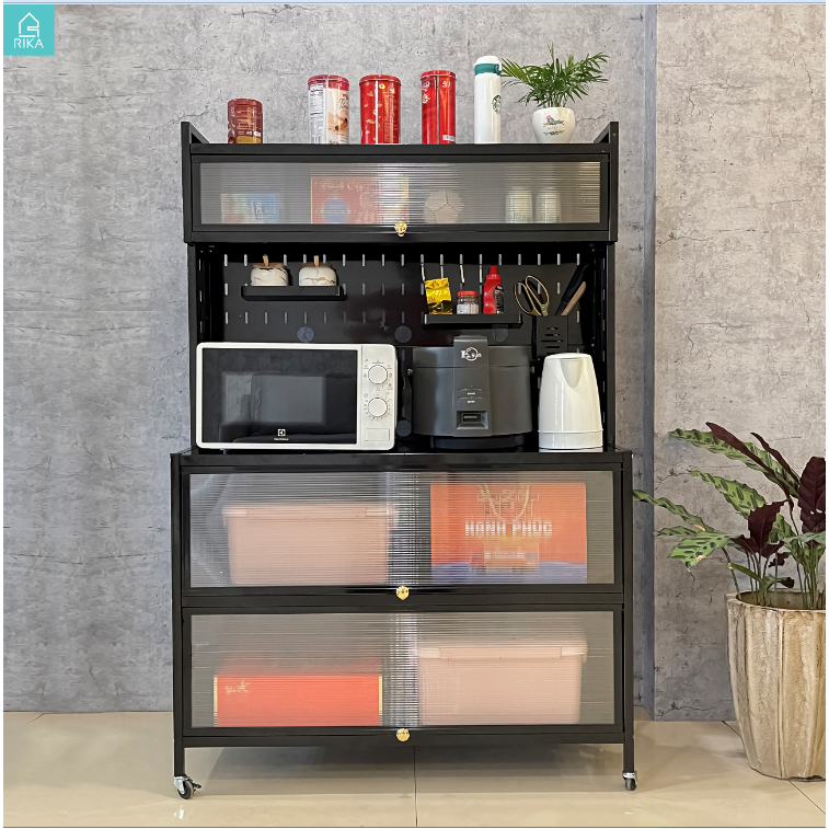 Kệ Tủ Đa Năng MIMAXKDN81 Chất Thép Carbon Cao Cấp Có Ngăn Tủ Đựng Đồ Dùng Nhà Bếp - Hàng Nhập Khẩu